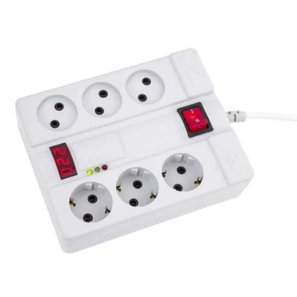 محافظ چند راهی برق 6 خانه پارت الکتریک PE2160 با کابل ۱٫۸ متری محافظ چند راهی برق 6 خانه پارت الکتریک PE2160 با کابل ۱٫۸ متری