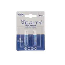 باتری نیم قلمی وریتی مدل Verity LR03-U Ultra Alkaline بسته دو عددی