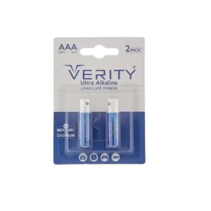 باتری نیم قلمی وریتی مدل Verity LR03-U Ultra Alkaline بسته دو عددی